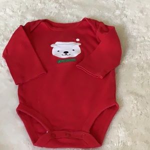 Child of mine my first 🎄 Christmas little onesie 3/6 red white polar bear
